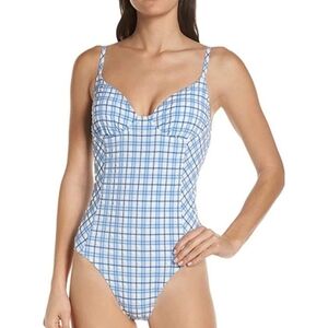 Tory Burch Blue and White Plaid One-Piece Swimsuit